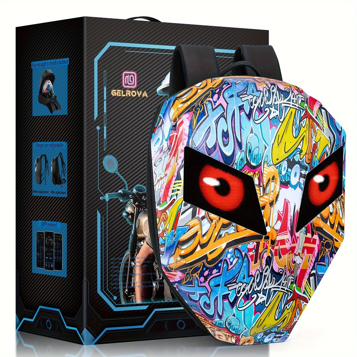 GELROVA KNIGHT LED ΜΟΤΟΣΥΚΛΕΤΙΣΤΙΚΟΣ ΣΑΚΟΣ ΠΛΑΤΗΣ GRAFFITI 48CM