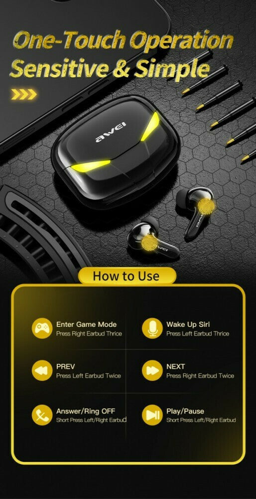 AWEI T35 IN-EAR BLUETOOTH HANDSFREE ΑΚΟΥΣΤΙΚΑ ΜΕ ΘΗΚΗ ΦΟΡΤΙΣΗΣ ΜΑΥΡΑ