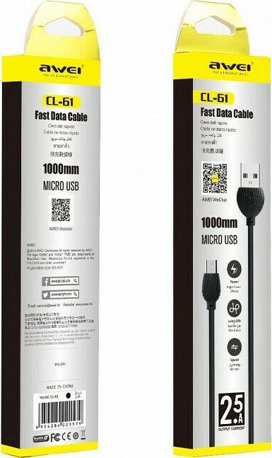 AWEI CL-61 USB ΣΕ MICRO USB ΚΑΛΩΔΙΟ ΓΡΗΓΟΡΗΣ ΦΟΡΤΙΣΗΣ 1M – FAST CHARGING DATA TRANSFER