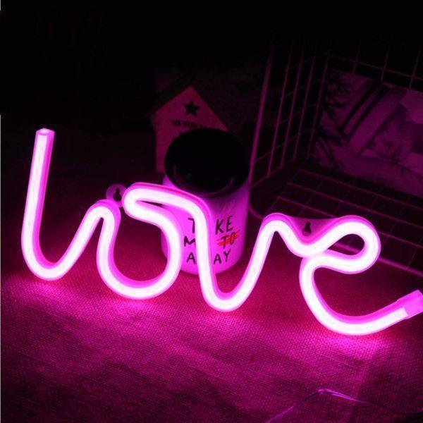 Φωτιστικό neon Επιτραπέζιο σε Σχήμα LOVE Με Μπαταρία η Ρεύμα - vip mix shop