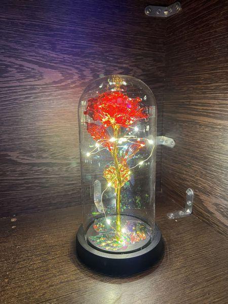 ΤΡΙΑΝΤΑΦΥΛΛΟ ΜΕ LED ΛΑΜΠΑΚΙΑ ΣΕ ΓΥΑΛΑ -Crystal Forever rose of love - vip mix shop