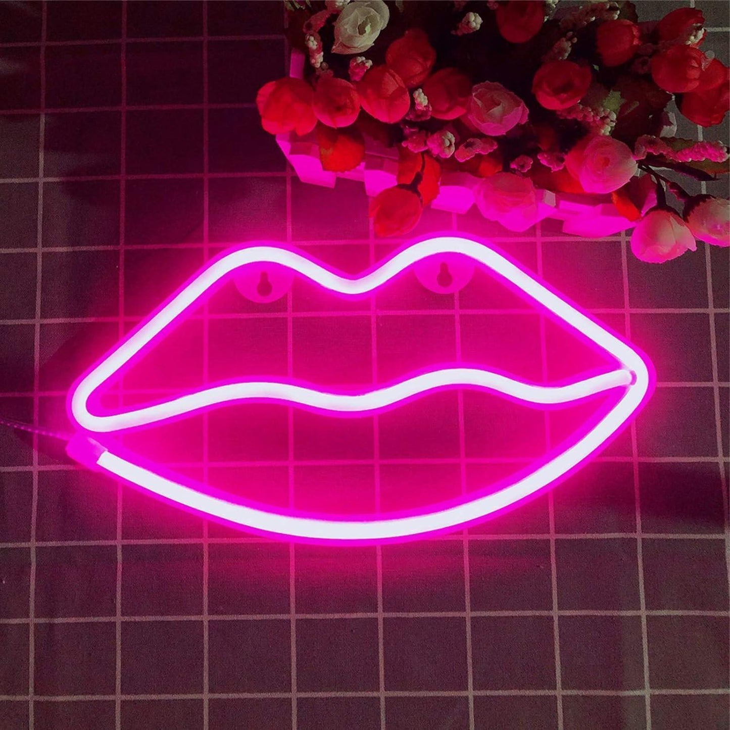 Κρεμαστό Φωτιστικό Νeon LED σε Σχήμα Χειλιού - vip mix shop