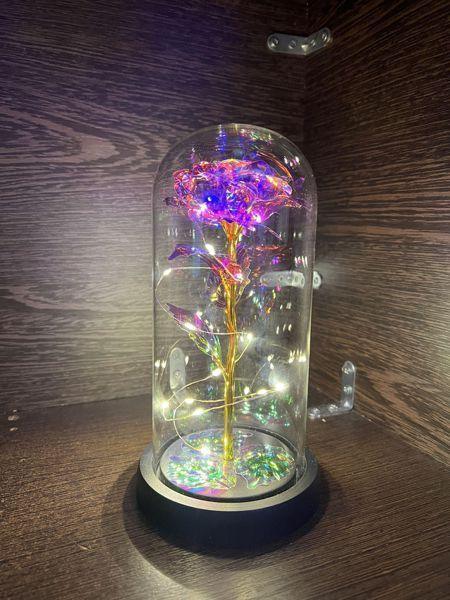 ΤΡΙΑΝΤΑΦΥΛΛΟ ΜΕ LED ΛΑΜΠΑΚΙΑ ΣΕ ΓΥΑΛΑ -Crystal Forever rose of love - vip mix shop