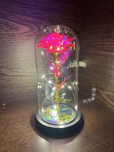 ΤΡΙΑΝΤΑΦΥΛΛΟ ΜΕ LED ΛΑΜΠΑΚΙΑ ΣΕ ΓΥΑΛΑ -Crystal Forever rose of love - vip mix shop