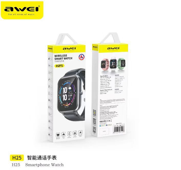 SMARTWATCH ΜΕ ΠΑΛΜΟΓΡΑΦΟ AWEI H25 (ΜΑΥΡΟ)