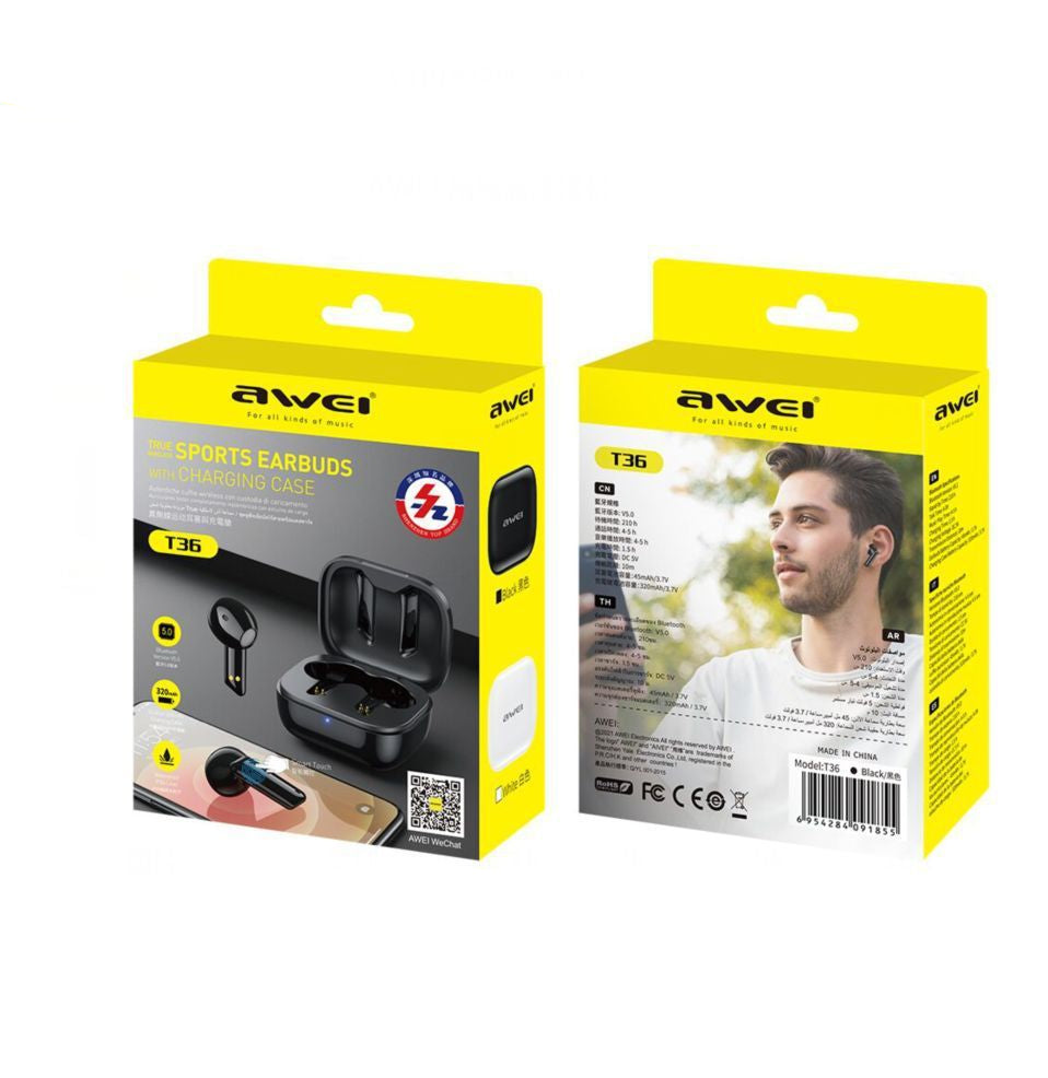 AWEI T36 EARBUD BLUETOOTH HANDSFREE ΜΑΥΡΟ