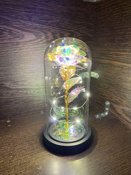 ΤΡΙΑΝΤΑΦΥΛΛΟ ΜΕ LED ΛΑΜΠΑΚΙΑ ΣΕ ΓΥΑΛΑ -Crystal Forever rose of love - vip mix shop