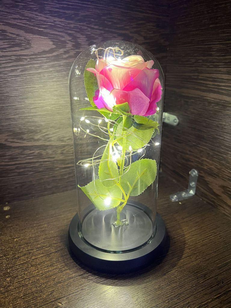 ΤΡΙΑΝΤΑΦΥΛΛΟ ΜΕ LED ΛΑΜΠΑΚΙΑ ΣΕ ΓΥΑΛΑ -Crystal Forever rose of love - vip mix shop