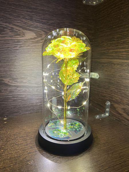 ΤΡΙΑΝΤΑΦΥΛΛΟ ΜΕ LED ΛΑΜΠΑΚΙΑ ΣΕ ΓΥΑΛΑ -Crystal Forever rose of love - vip mix shop