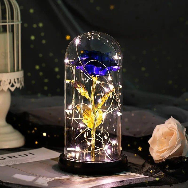 ΤΡΙΑΝΤΑΦΥΛΛΟ ΜΕ LED ΛΑΜΠΑΚΙΑ ΣΕ ΓΥΑΛΑ -Crystal Forever rose of love - vip mix shop