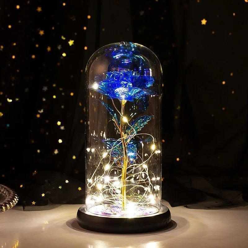 ΤΡΙΑΝΤΑΦΥΛΛΟ ΜΕ LED ΛΑΜΠΑΚΙΑ ΣΕ ΓΥΑΛΑ -Crystal Forever rose of love - vip mix shop
