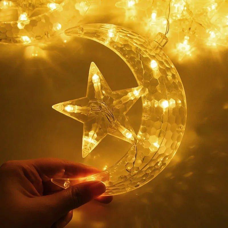 Χριστουγεννιάτικη Κουρτίνα LED 8W με 12 Αστέρια και 6 Φεγγάρια - vip mix shop