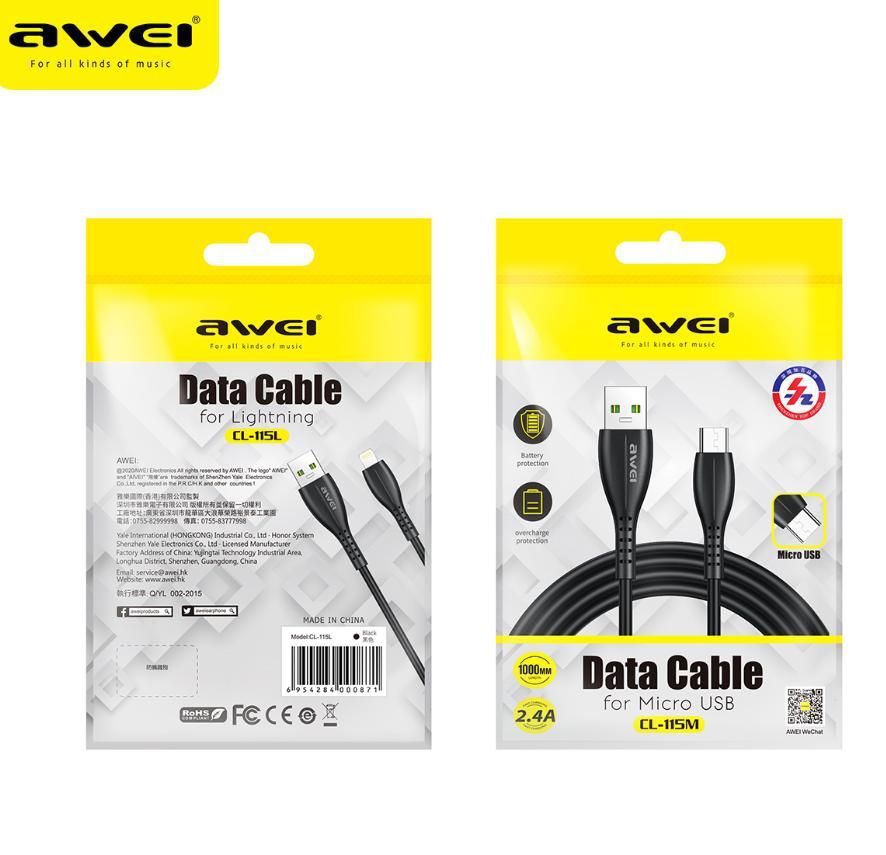 AWEI USB ΣΕ LIGHTNING ΚΑΛΩΔΙΟ ΦΟΡΤΙΣΗΣ & ΜΕΤΑΦΟΡΑΣ ΔΕΔΟΜΕΝΩΝ 1M (AW-CL-115L)
