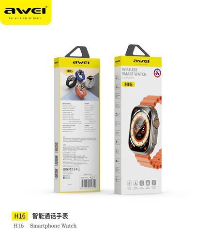 AWEI H16 ULTRA SMARTWATCH ΜΕ ΠΑΛΜΟΓΡΑΦΟ ΠΟΡΤΟΚΑΛΙ