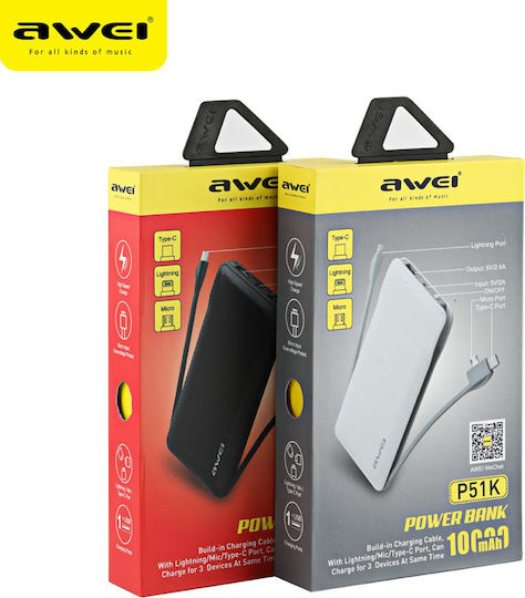 AWEI P51K POWER BANK 10000MAH ΜΕ ΘΥΡΑ USB-A