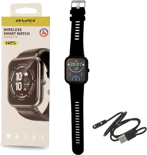 SMARTWATCH ΜΕ ΠΑΛΜΟΓΡΑΦΟ AWEI H25 (ΜΑΥΡΟ)