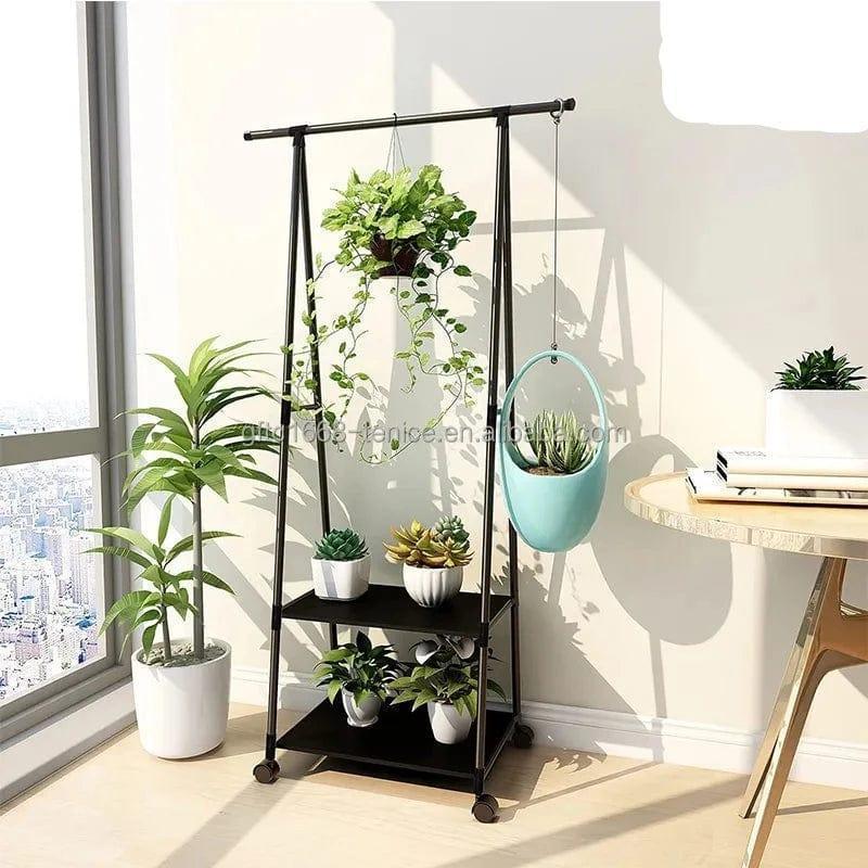 CLOTHES METAL RACK ΜΕΤΑΛΛΙΚΗ ΚΡΕΜΑΣΤΡΑ ΡΟΥΧΩΝ ΤΡΟΧΑΛΗΤΗ 55x42x160cm - vip mix shop
