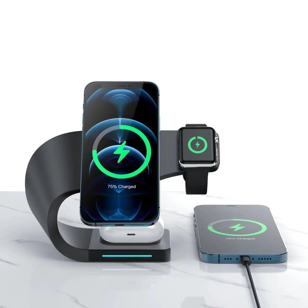 AIRPODS ΦΟΡΤΙΣΗ ΑΣΥΡΜΑΤΗ ΦΟΡΤΙΣΗ IPHONE WHATCH 3 ΣΕ 1 - vip mix shop