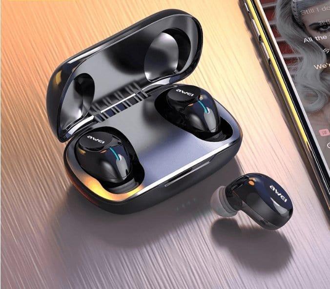 AWEI T20 IN-EAR BLUETOOTH HANDSFREE ΑΚΟΥΣΤΙΚΑ ΜΕ ΑΝΤΟΧΗ ΣΤΟΝ ΙΔΡΩΤΑ & ΘΗΚΗ ΦΟΡΤΙΣΗΣ (ΜΑΥΡΑ) - vip mix shop
