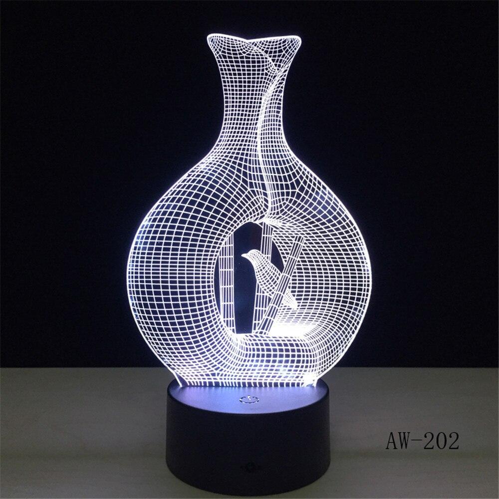 Επιτραπέζιο 3D Φωτιστικό LED σε Σχήμα Vase and Bird - vip mix shop