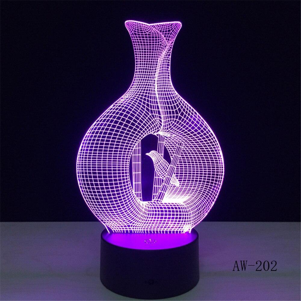 Επιτραπέζιο 3D Φωτιστικό LED σε Σχήμα Vase and Bird - vip mix shop