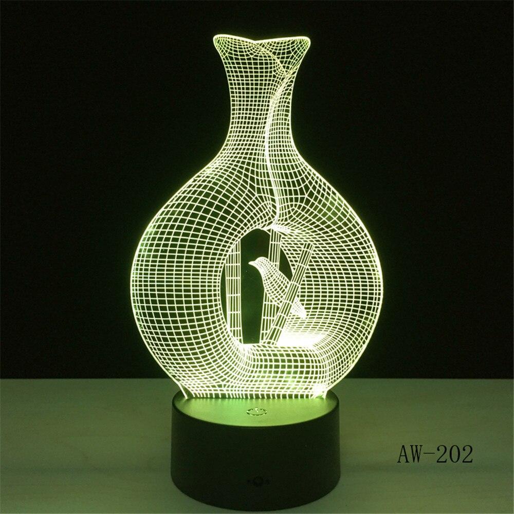 Επιτραπέζιο 3D Φωτιστικό LED σε Σχήμα Vase and Bird - vip mix shop