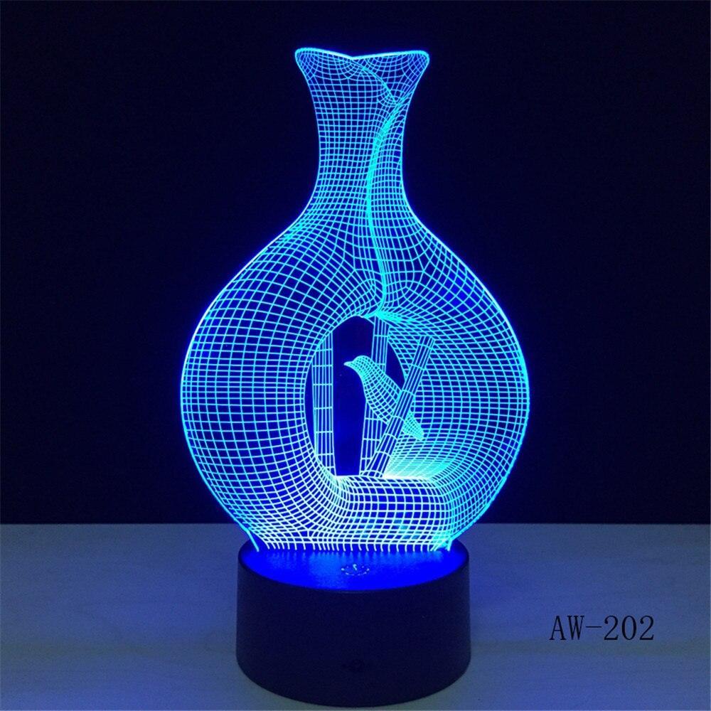 Επιτραπέζιο 3D Φωτιστικό LED σε Σχήμα Vase and Bird - vip mix shop