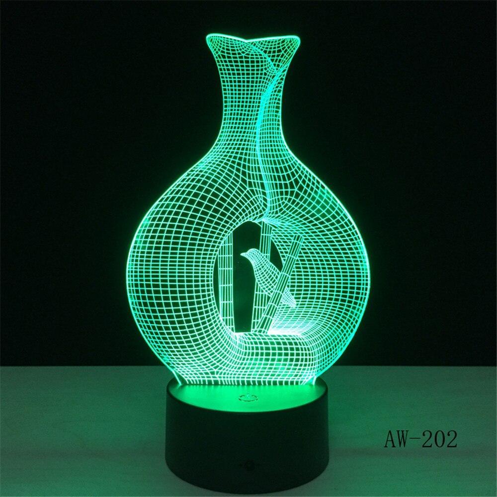 Επιτραπέζιο 3D Φωτιστικό LED σε Σχήμα Vase and Bird - vip mix shop