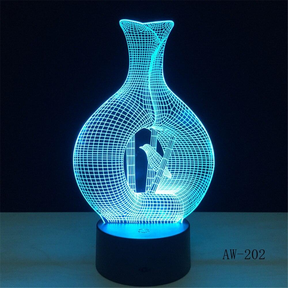 Επιτραπέζιο 3D Φωτιστικό LED σε Σχήμα Vase and Bird - vip mix shop