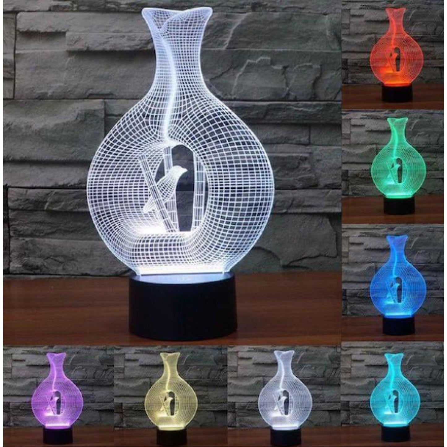 Επιτραπέζιο 3D Φωτιστικό LED σε Σχήμα Vase and Bird - vip mix shop