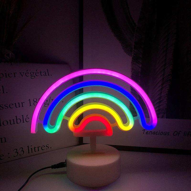 Πλαστικό Ουράνιο Τόξο Neon 66 LED Μπαταρίας 3xAA - usb Πολύχρωμο - vip mix shop
