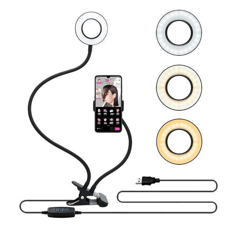 SELFIE RING LIGHT 2 ΣΕ 1 8CM 2500-4500K ΜΕ ΕΠΙΤΡΑΠΕΖΙΑ ΒΑΣΗ - vip mix shop
