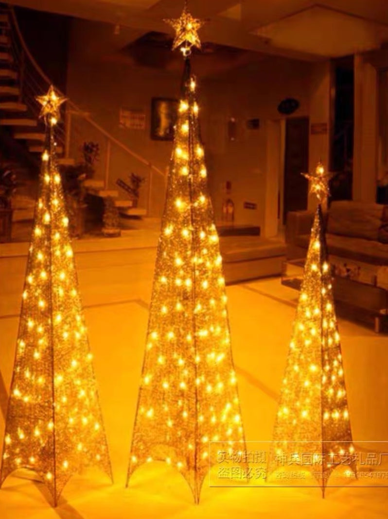 Χριστουγεννιάτικο LED Δέντρο Πυραμίδα Με Αστέρι – Χρυσό