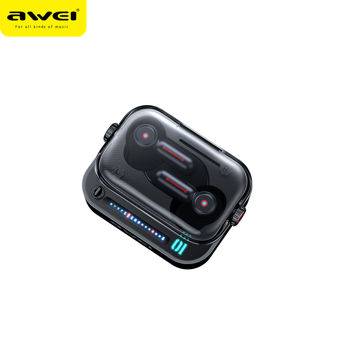 Ασύρματα Ακουστικά Awei T58 Bluetooth 5.3 Hi-Fi Στερεοφωνικός Ήχος, IPX6 & RGB Φώτα
