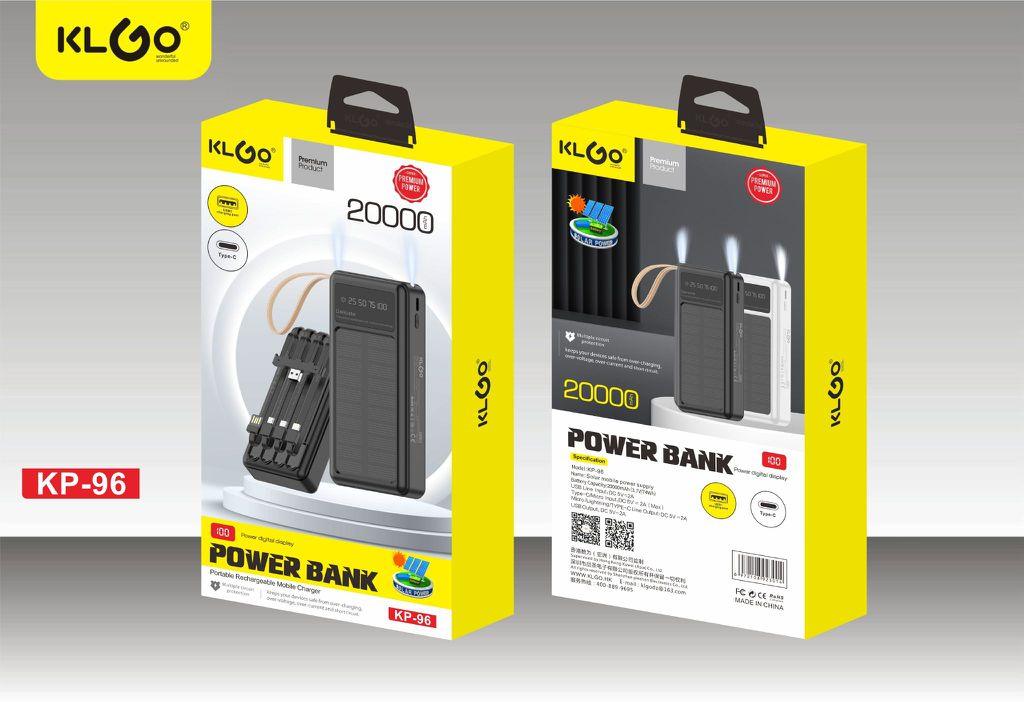 ΗΛΙΑΚΟΣ ΦΟΡΤΙΣΤΗΣ ΚΙΝΙΤΟΥ SOLAR POWER BANK 20000MAH KLGO KP-96 ΜΑΥΡΟ - vip mix shop