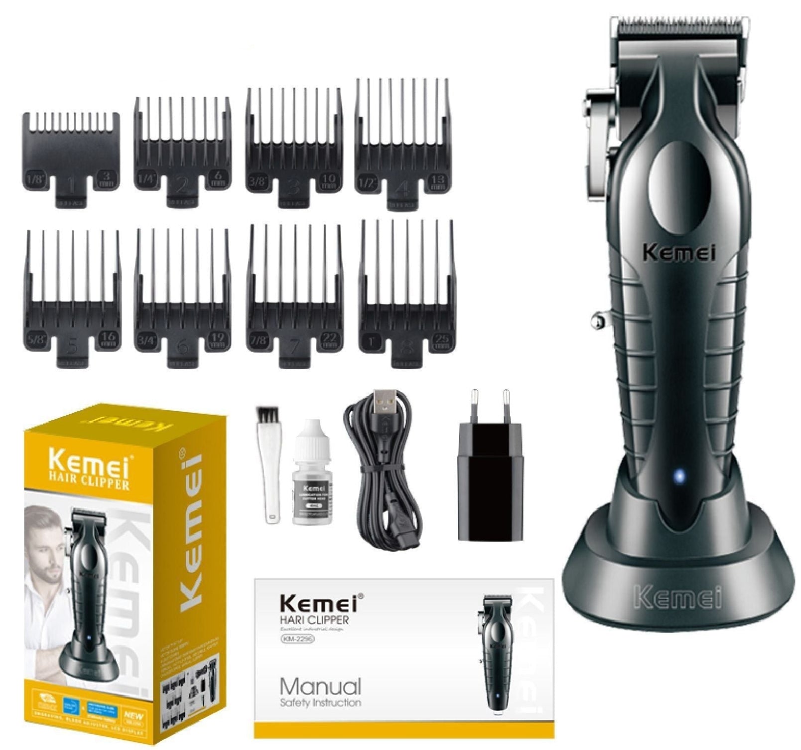 kemei km-2296 Επαναφορτιζόμενη Κουρευτική Μηχανή