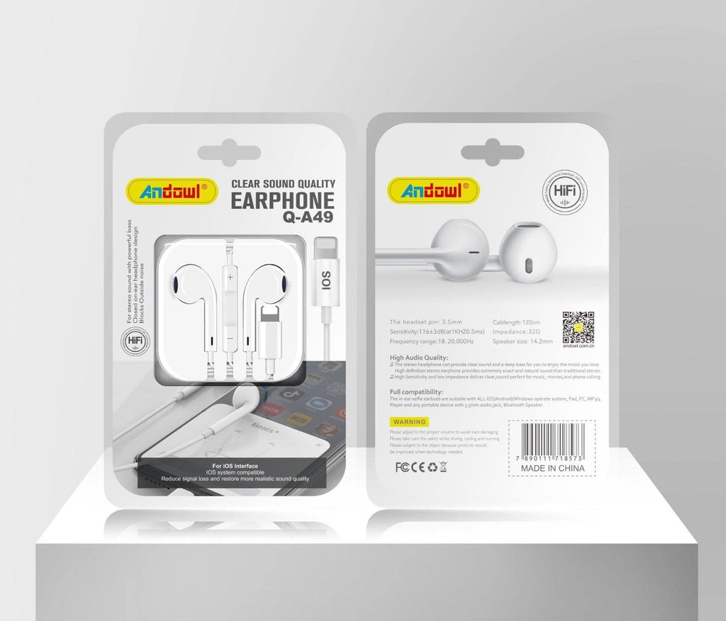 HANDSFREE ΑΚΟΥΣΤΙΚΑ ΚΙΝΗΤΟΥ LIGHTNING ANDOWL Q-A49 – IN-EAR ΣΤΕΡΕΟΦΩΝΙΚΑ