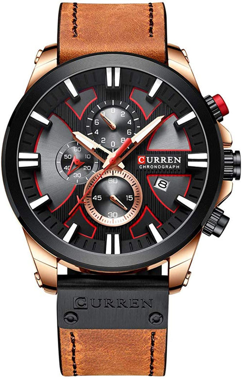 Ανδρικό Ρολόι CURREN 8346 Quartz, Δερμάτινο Λουράκι, Χρονογράφοι & Αδιάβροχο 3ATM