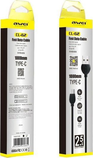 AWEI USB ΣΕ TYPE-C ΚΑΛΩΔΙΟ ΦΟΡΤΙΣΗΣ 1M (CL-62) – ΓΡΗΓΟΡΗ ΦΟΡΤΙΣΗ