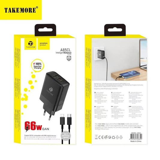 TAKEMORE A85CL ΦΟΡΤΙΣΤΗΣ 66W ΜΕ ΚΑΛΩΔΙΟ TYPE-C ΣΕ LIGHTNING