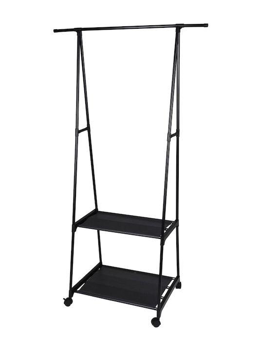 CLOTHES METAL RACK ΜΕΤΑΛΛΙΚΗ ΚΡΕΜΑΣΤΡΑ ΡΟΥΧΩΝ ΤΡΟΧΑΛΗΤΗ 55x42x160cm - vip mix shop