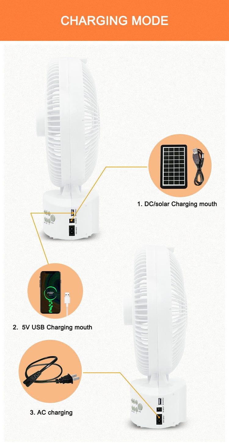 Φορητός Ηλιακός Ανεμιστήρας 30cm Τριών Ταχυτήτων - vip mix shop