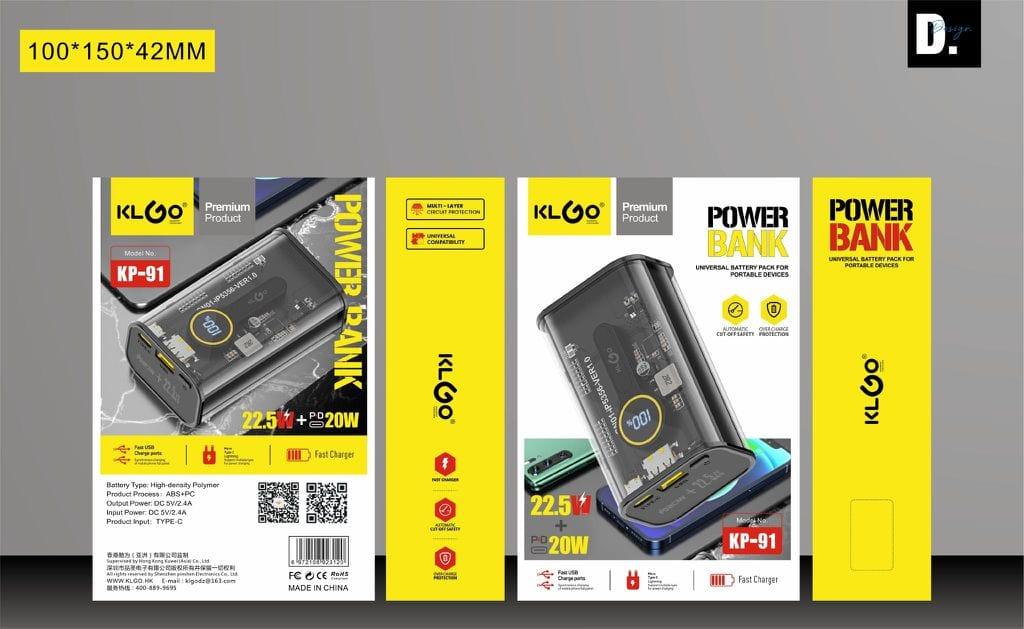 POWER BANK 10000 MAH KLGO ΓΡΗΓΟΡΗ ΦΟΡΤΙΣΗ - vip mix shop