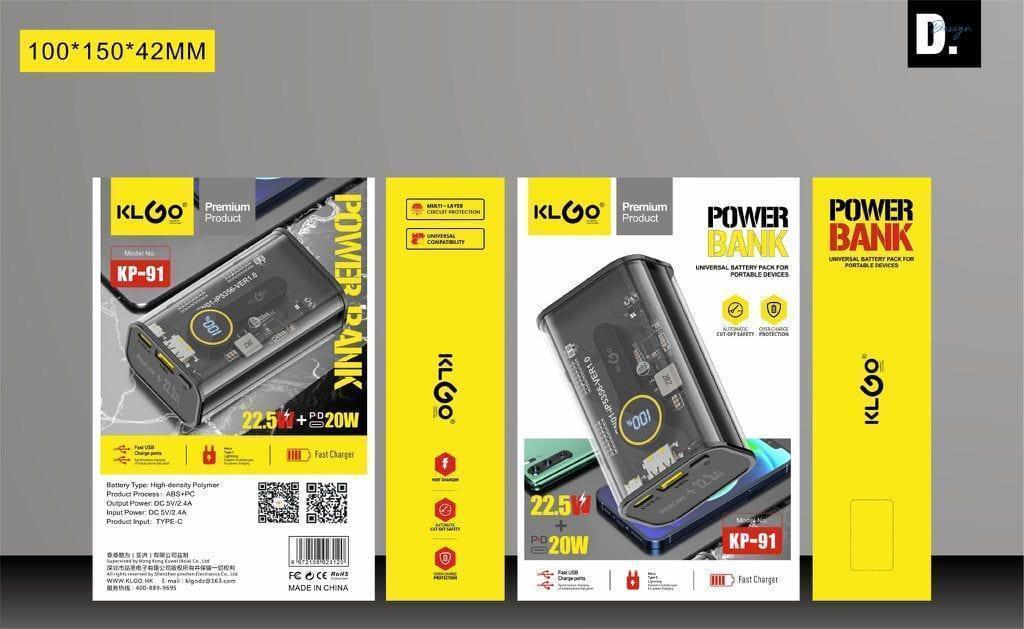 POWER BANK 10000 MAH KLGO ΓΡΗΓΟΡΗ ΦΟΡΤΙΣΗ - vip mix shop