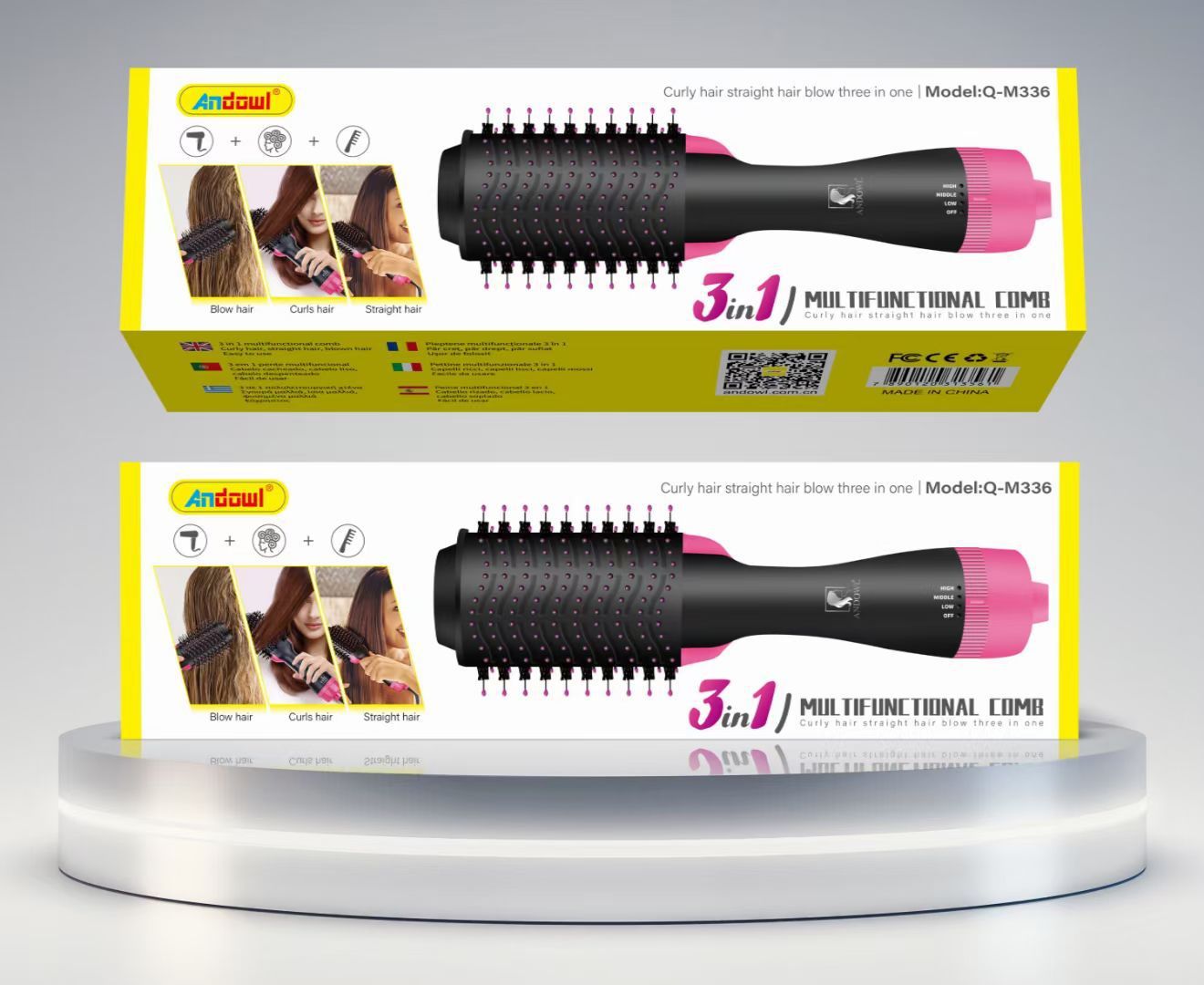 ΗΛΕΚΤΡΙΚΗ ΒΟΥΡΤΣΑ – ΠΙΣΤΟΛΑΚΙ ΜΑΛΛΙΩΝ 3 IN 1 ANDOWL 1000W