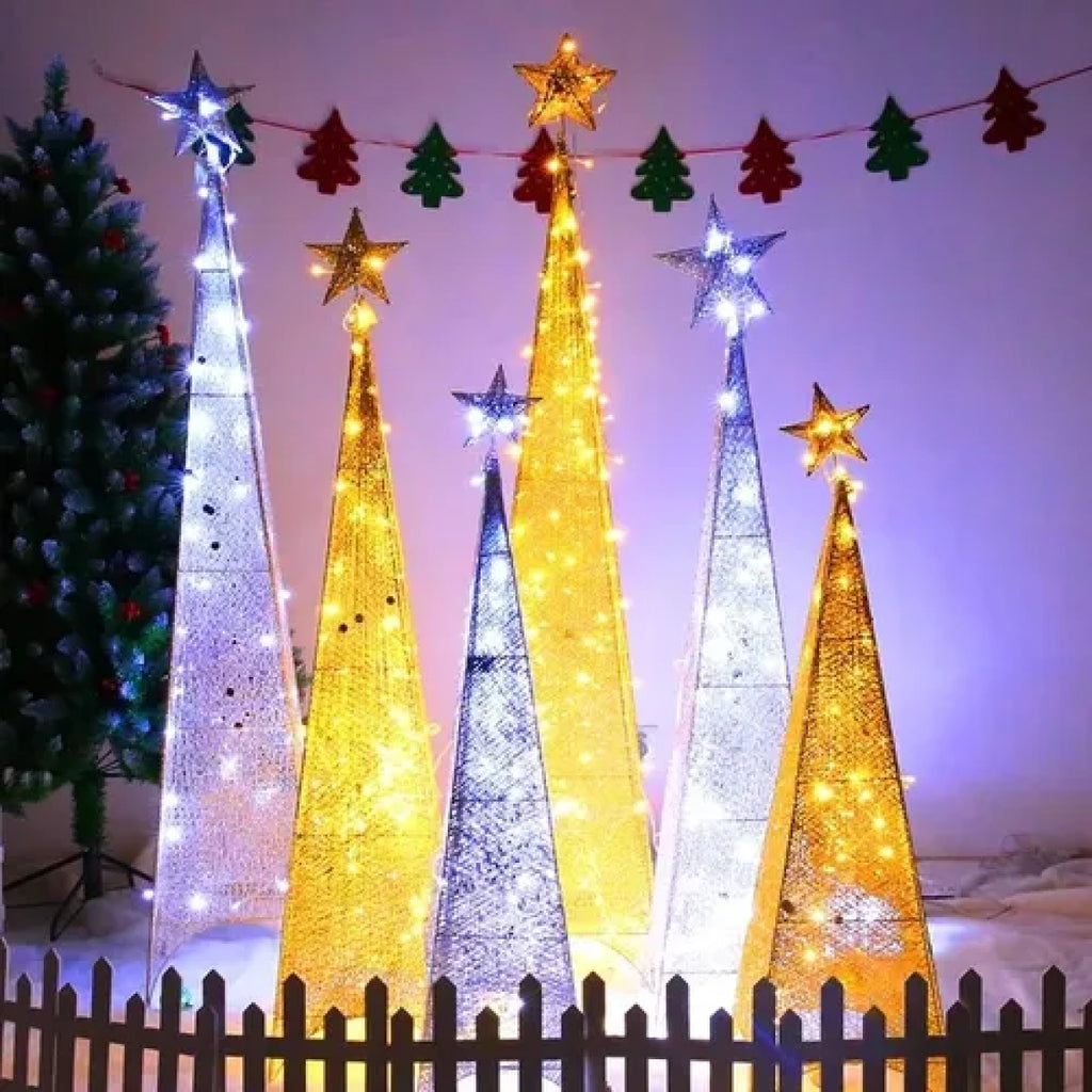 Χριστουγεννιάτικο LED Δέντρο Πυραμίδα Με Αστέρι – Χρυσό