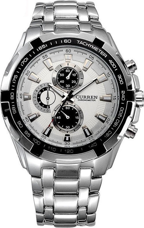 Vip Curren Ανδρικό Ρολόι με Ασημί Μεταλλικό Μπρασελέ 8023 White