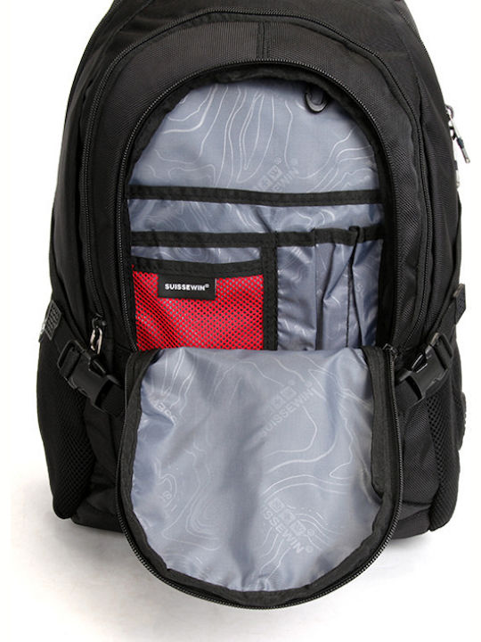 SUISSEWIN AIRFLOW ΑΔΙΑΒΡΟΧΟ ΣΑΚΙΔΙΟ ΠΛΑΤΗΣ 24L ΜΑΥΡΟ ΜΕ ΘΗΚΗ LAPTOP