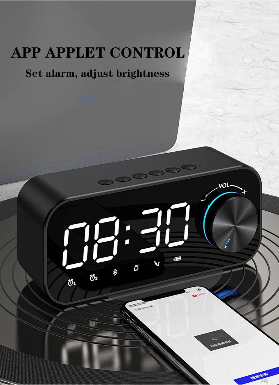 GR1 ΕΠΙΤΡΑΠΕΖΙΟ ΨΗΦΙΑΚΟ ΡΟΛΟΙ 4 ΣΕ 1 ΜΕ ΗΧΕΙΟ BLUETOOTH ΚΑΙ ΡΥΘΜΙΖΟΜΕΝΟ ΦΩΤΙΣΜΟ -  vip mix shop