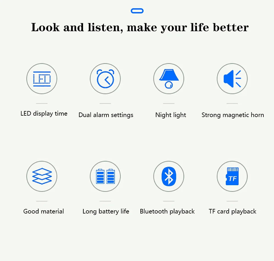 GR1 ΕΠΙΤΡΑΠΕΖΙΟ ΨΗΦΙΑΚΟ ΡΟΛΟΙ 4 ΣΕ 1 ΜΕ ΗΧΕΙΟ BLUETOOTH ΚΑΙ ΡΥΘΜΙΖΟΜΕΝΟ ΦΩΤΙΣΜΟ -  vip mix shop